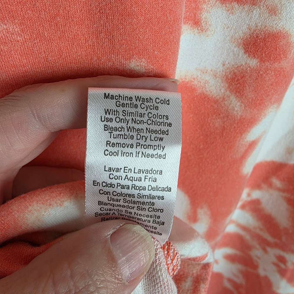 The Sweatshirt Project Lace Up Top Women L Orange Good Tie Dye 3/4 Sleeve - Picture 8 of 11